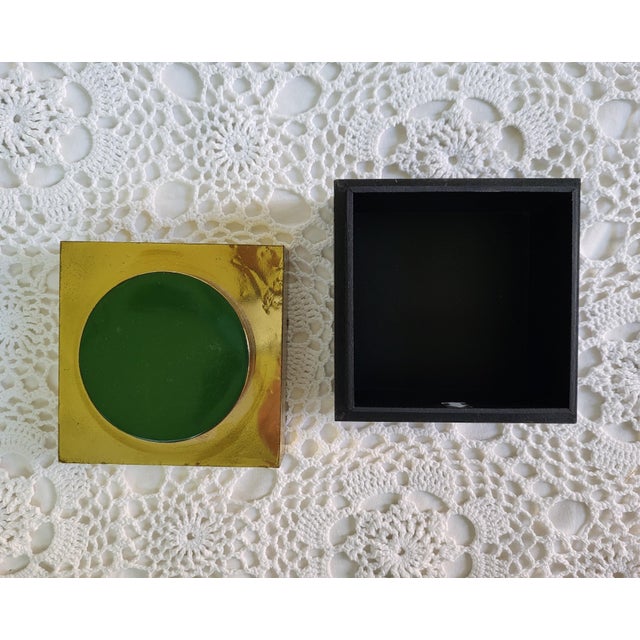 Pottery Barn Finish Pottery Barn Decorative Wooden Box With Black, Green & Gold Leaf For Sale - Image 4 of 5