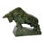 Spinach Jade Charging Bull Oxen Statuette Figurine on Pedestal For Sale