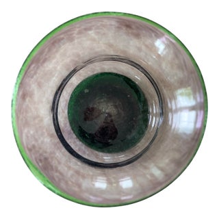 Vintage Hand Blown Purple and Green Glass Bowl For Sale