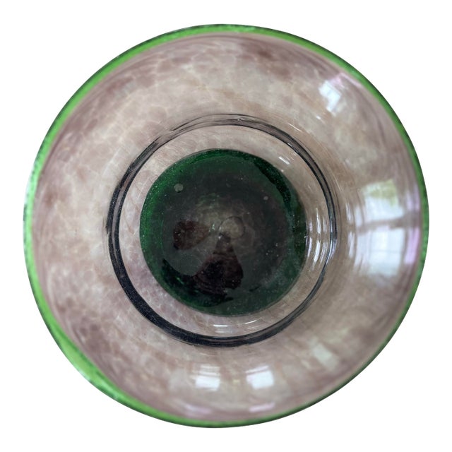 Vintage Hand Blown Purple and Green Glass Bowl For Sale