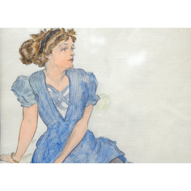 Group of 4 w.c. Vincent Watercolor Portraits For Sale - Image 10 of 14