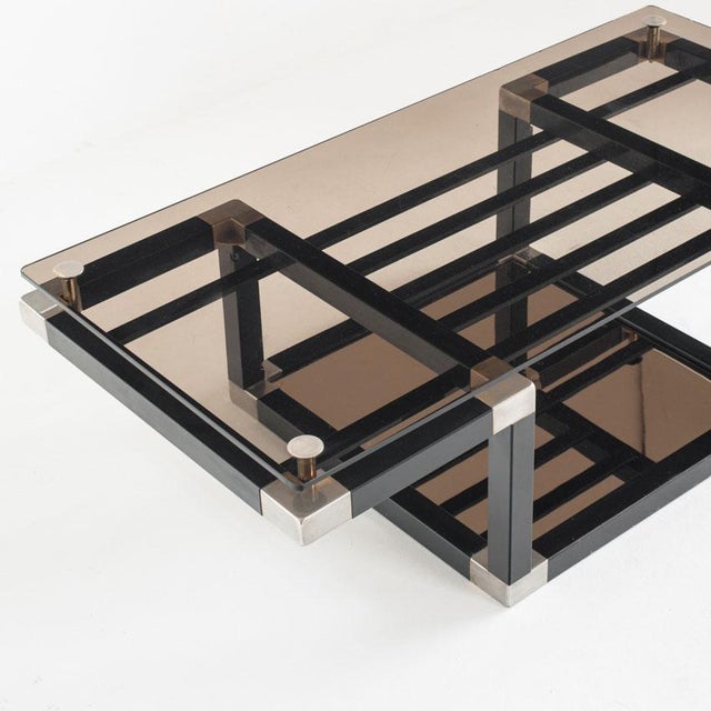 Metal Iron and Smoked Glass Coffee Table, France, 1980s For Sale - Image 7 of 18