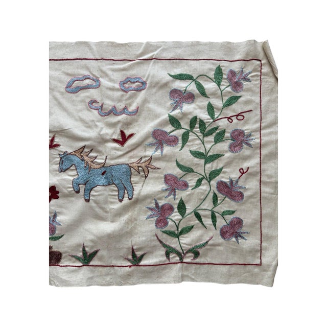 Winged Horse Suzani Wall Hanging For Sale In New York - Image 6 of 7