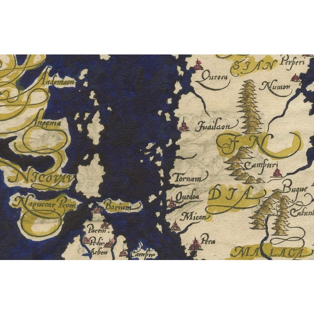 Beautiful map of Sumatra and the southern part of Malaysia, with Singapore shown as Cinglolo. Large cartouche of a man...