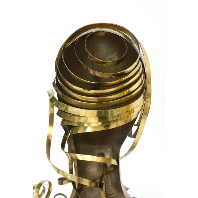 Vintage Signed Karl Schmidt Brass and Hammered Alpaca Silver Sculpture, Austria, 1980's For Sale - Image 9 of 12