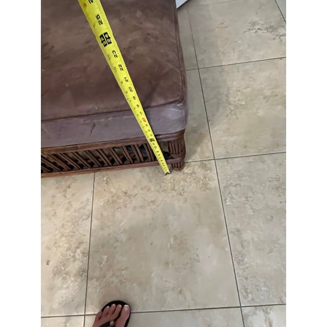 1990s 1990s Palecek Presidents Stick Reed Rattan Nantucket Ottoman Footstool For Sale - Image 5 of 12