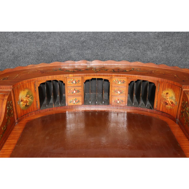 English English Made Satinwood Adams Paint Decorated Carlton House Desk With Cubbies For Sale - Image 3 of 18
