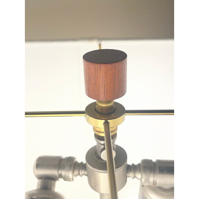 Late 20th Century Mid-Century Modern Danish Burlwood Polished Pyramidal Lamp With Two Fixtures For Sale - Image 5 of 12