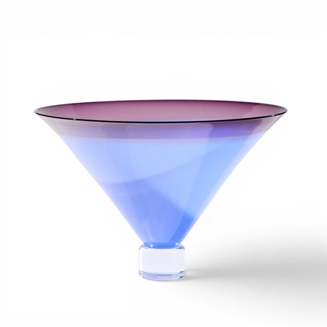 Mid-Century Modern Philip Baldwin & Monica Guggisberg Mid Century Blue Art Glass Vase For Sale - Image 3 of 6
