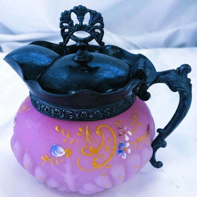 Consolidated Lamp & Glass Co. 18th Century Aesthetic Victorian Art Glass Cream and Sugar Set For Sale - Image 4 of 6