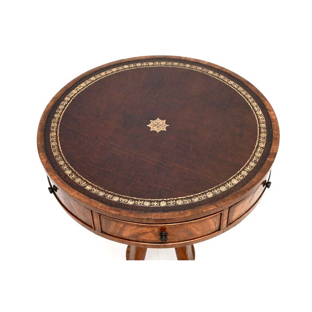 Antique Regency Leather Top Drum Table, 1900s For Sale - Image 6 of 11