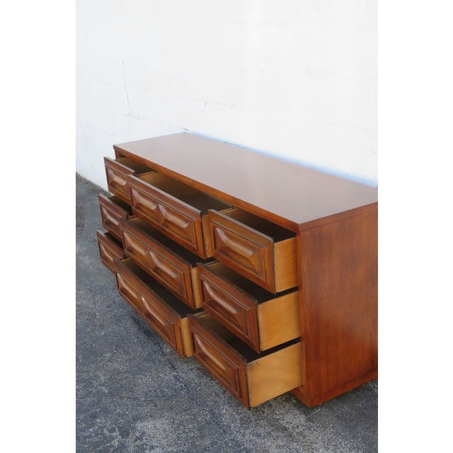Brown Mid Century Modern Low Long Dresser Bathroom Vanity 6290 For Sale - Image 8 of 16