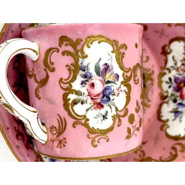 18th C. English Rocco Battersea & Porcelain Companion Cup & Saucer For Sale - Image 12 of 13