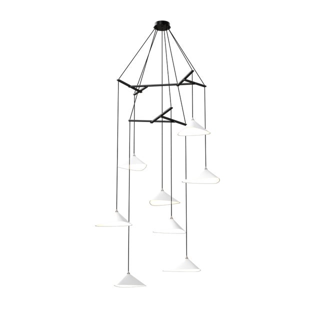 Emily V8 Group Pendant Light in White Semi-Matte by Daniel Becker for Moss Objects For Sale - Image 6 of 6