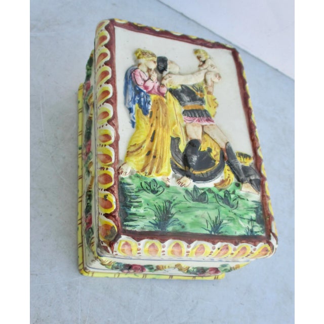 Bottle Green Italian Faience Vanity Box Circa 1940s For Sale - Image 8 of 8