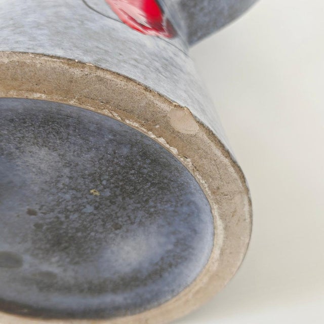 Vintage Vase in Red and Yellow Ceramic, 1950 For Sale - Image 9 of 16