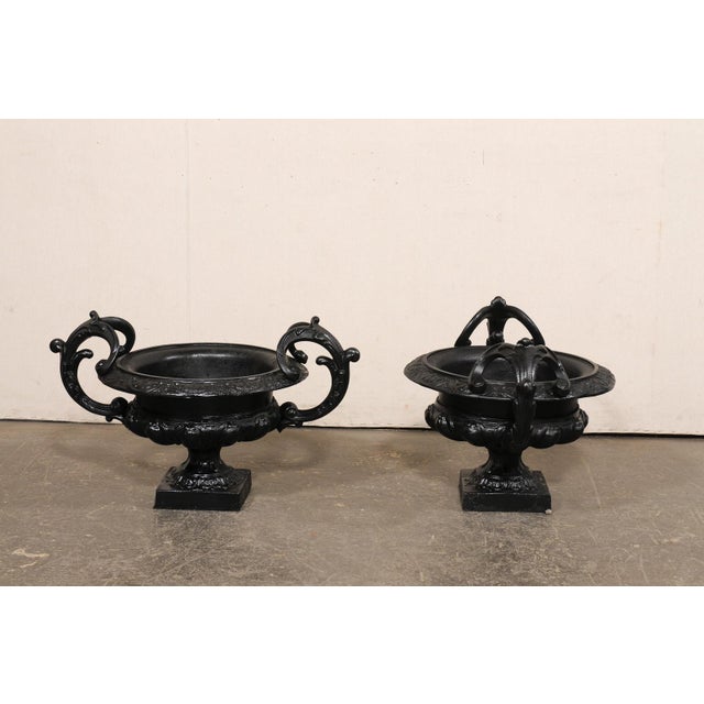 Black French Cast Iron Urn Planters, Late 19th C. For Sale - Image 8 of 13