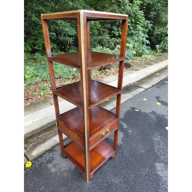 Baker Furniture Company Mid 20th Century Baker Furniture Mahogany & Brass Étagère For Sale - Image 4 of 7