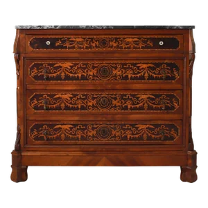 19th Century Italian Neoclassical Marquetry Commode With Marble Top
