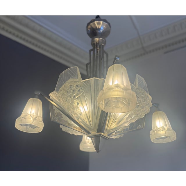 Art Deco Chandelier by Henri Petitot, 1930 For Sale - Image 12 of 18
