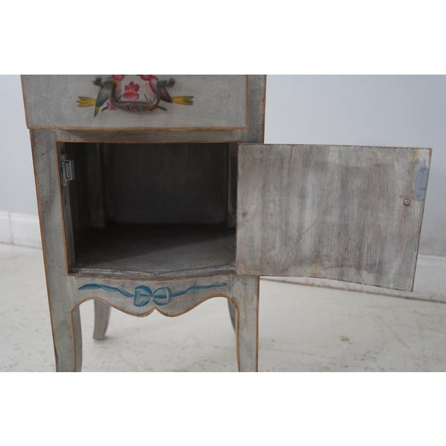 1980s French Style Hand Painted Nightstand For Sale - Image 5 of 12