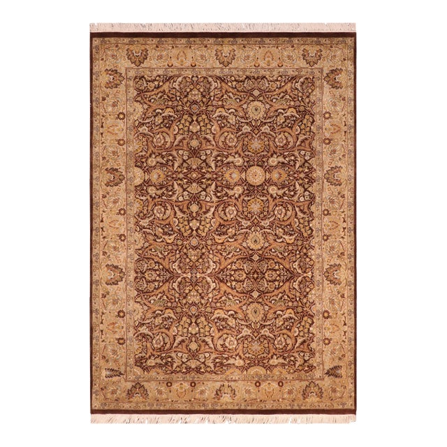 Floral 1990's Pak-Persian Brown/Taupe Wool Rug - 5'11'' X 9'0'' For Sale