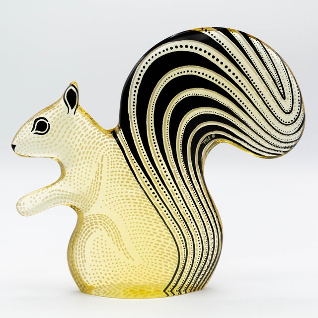 A Mid-Century Modern Lucite Op Art yellow and black squirrel designed by Abraham Palatnik. Abraham Palatnik (1928-2020)...