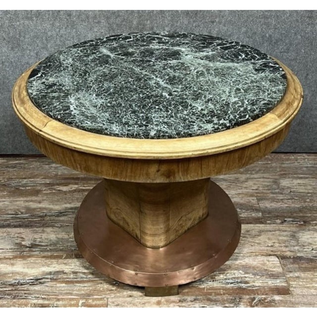 1930s Art Deco Table in Wood and Marble Circular Top, 1930s For Sale - Image 5 of 5