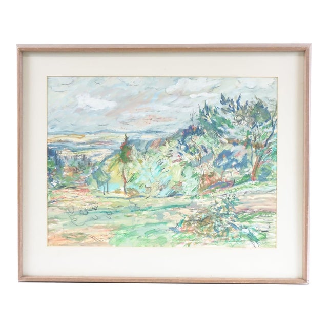 Brush of Light, Breath of Trees - Abstract Landscape Original Mixed Media Painting Signed For Sale