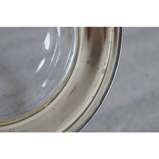 Mid Century Faceted Pressed Glass Silverplate Centerpiece Fruit Serving Bowl For Sale - Image 11 of 12