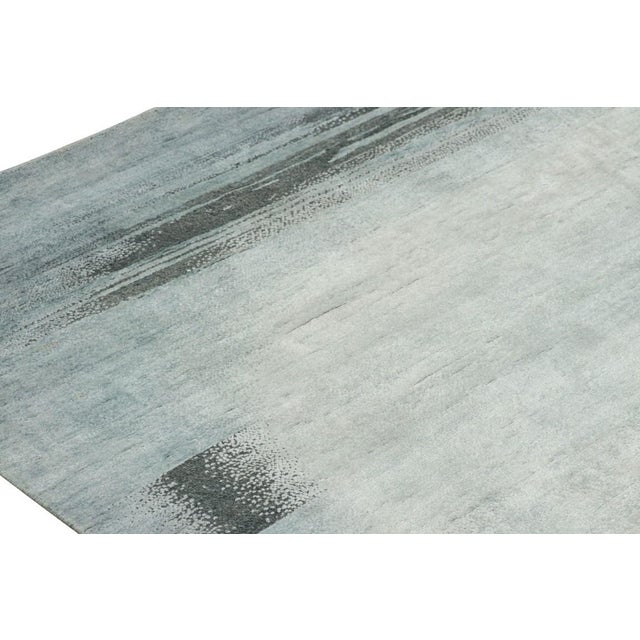 Rug & Kilim’s Contemporary Abstract Rug in Blue, Cream and Black With Striae For Sale In New York - Image 6 of 7