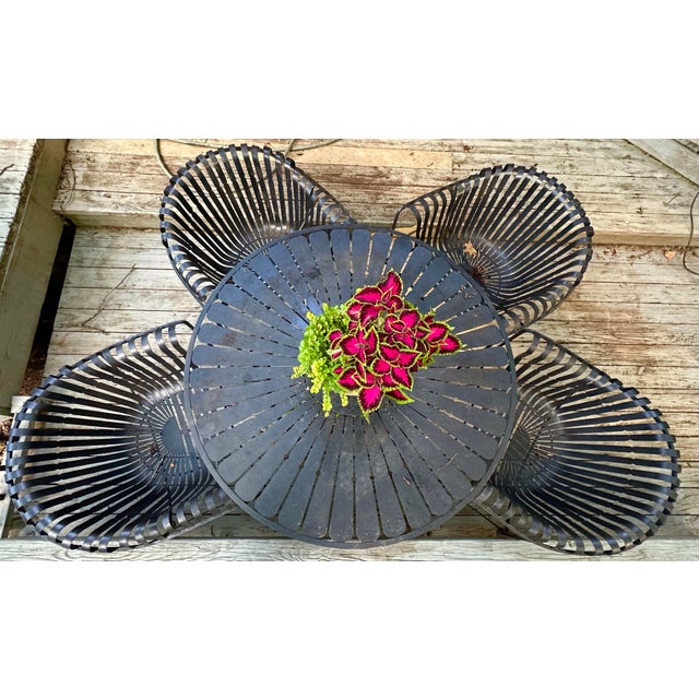 Russell Woodard Mid 20th Century Woodard Mid Century Modern Strap Iron Patio - Set of 5, Attributed For Sale - Image 4 of 8