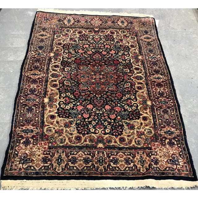 1930s Vintage Design Floral Royal Kierman Rug- 3'6" X 5'1" For Sale - Image 13 of 13