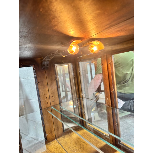 Vintage Faux Bamboo Lighted Bar Bookcase Cabinets - A Pair For Sale - Image 10 of 12