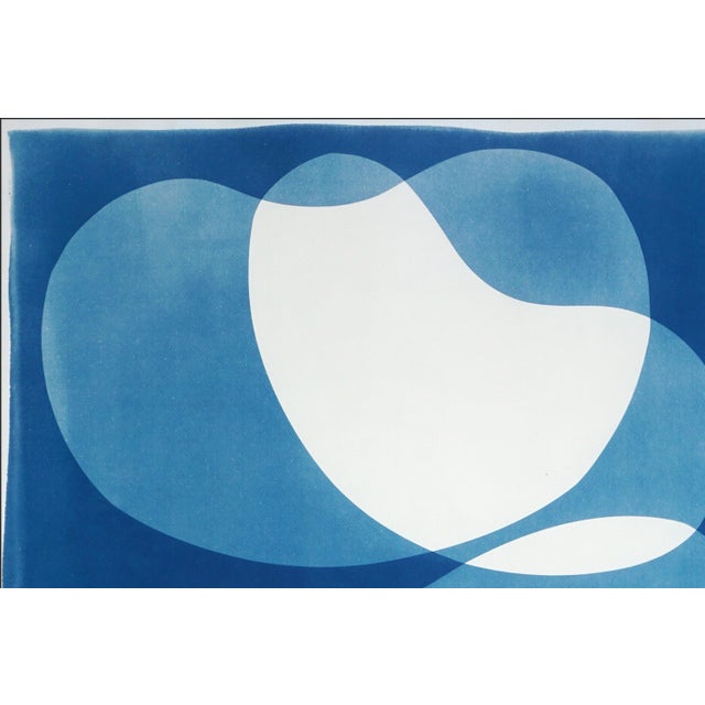 2025, Abstract Organic, Furniture Representation of Abstract Curvy Chair, Monotype Cyanotype in Blue Tones by Kind of Cyan For Sale In Miami - Image 6 of 16