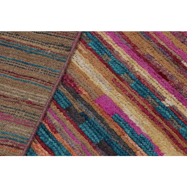 Textile Rug & Kilim’s Contemporary Moroccan Style Rug in Multicolor Stripes For Sale - Image 7 of 8