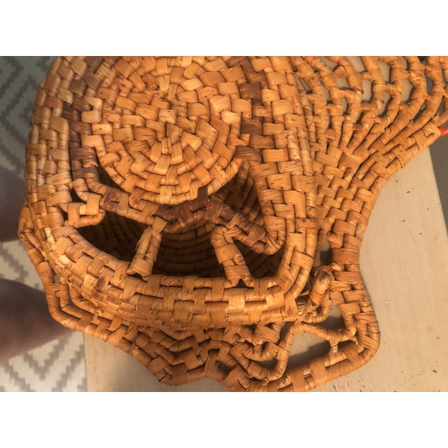 1980s Vintage Wicker Chicken Holder W/Mats For Sale - Image 5 of 10