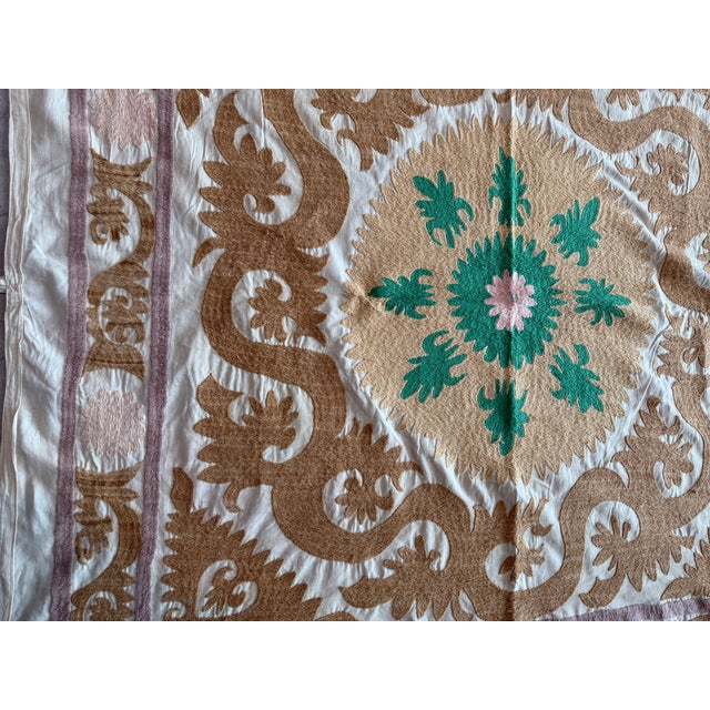 Tribal Central Asian Suzani Tablecloth For Sale In New York - Image 6 of 7