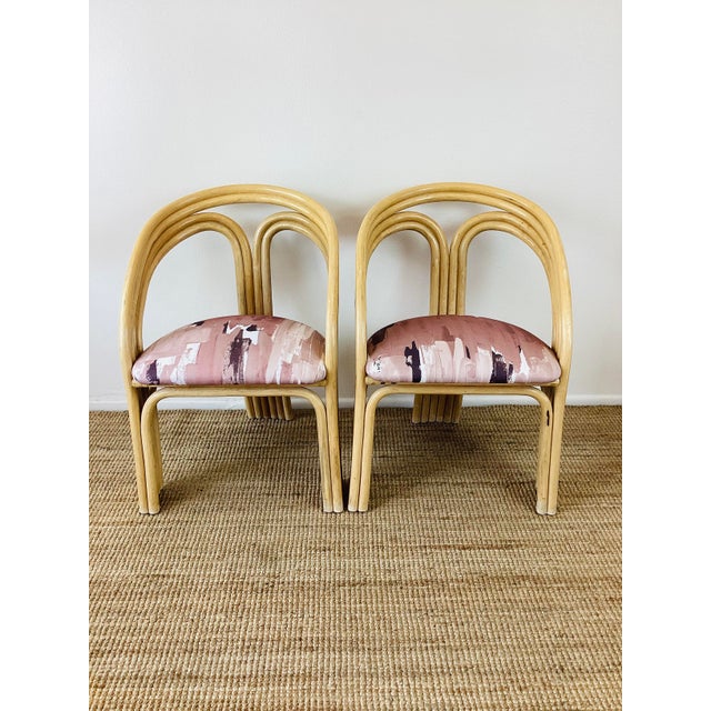 Tan Vintage 1980s Natural Rattan Bent Dining Chairs, Set of 4 For Sale - Image 8 of 11