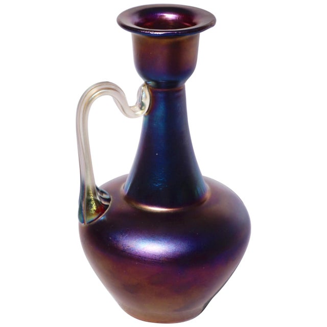 Loetz Rubin Matte Iris Handles Ewer Vase, 1898 For Sale - Image 9 of 9