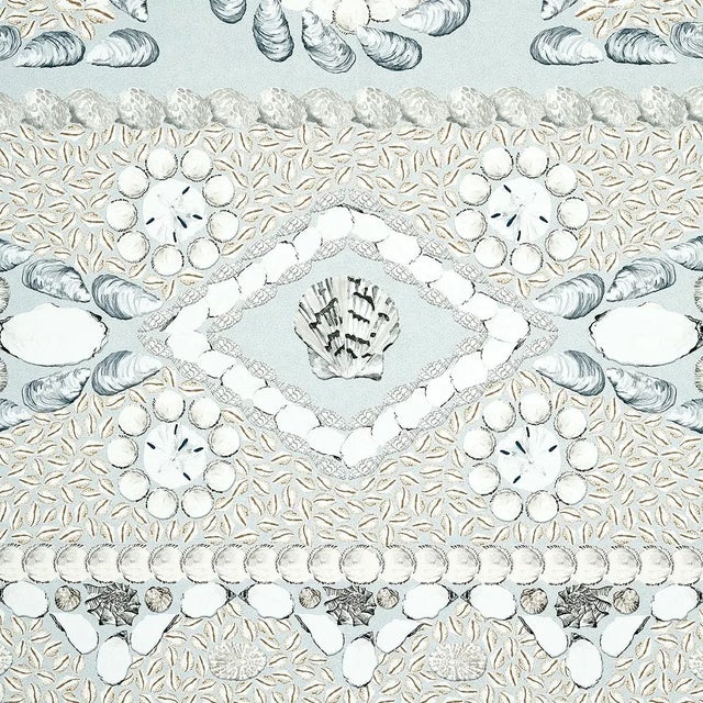 Schumacher Sample - Schumacher X Mary McDonald Shell Grotto Panel A in Seafoam For Sale - Image 4 of 6