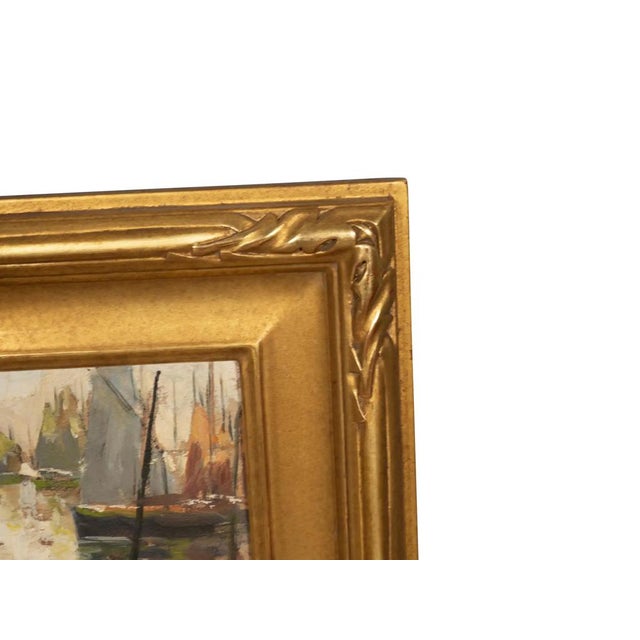 Oil On Board ” Concarneau” By Eduard Richard depicting a port scene at Concarneau France. The artist lived 1883-1955....