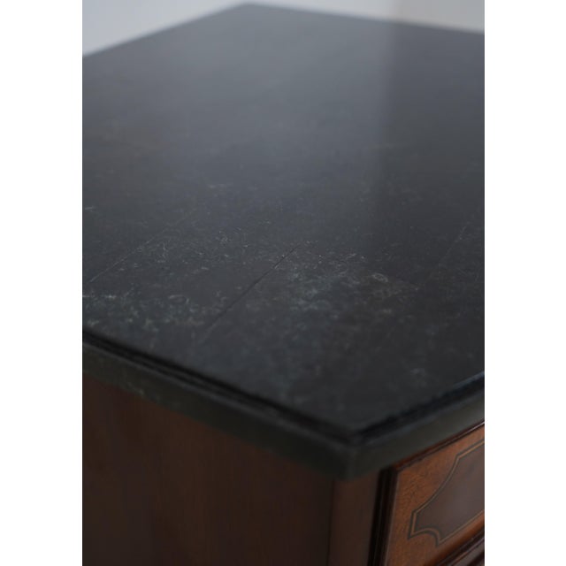 1990s Marble Top Mahogany Cabinet Door Nightstands, A Pair For Sale - Image 13 of 17