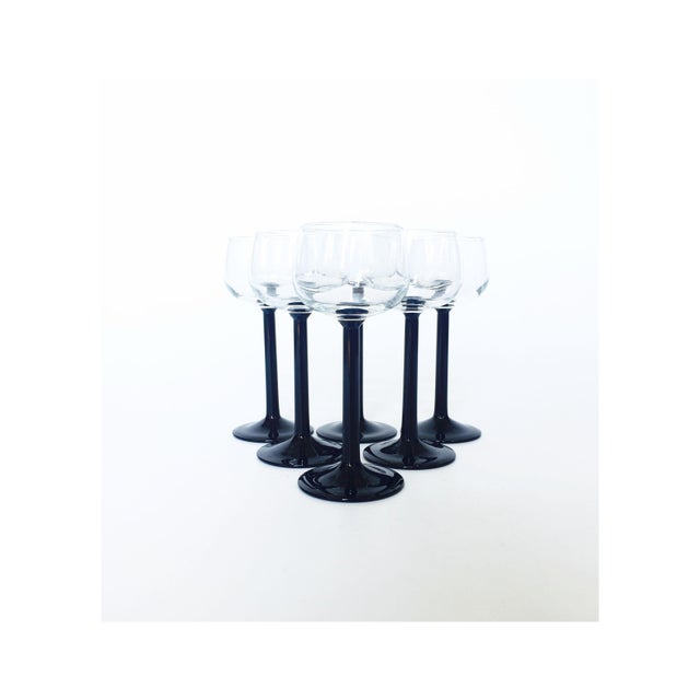 Vintage Luminarc Black Stemmed Wine Glasses Set of 6 Chairish