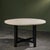 Large scale center or dining table with a limestone mosaic top, composed in a refined circular pattern. The surface...