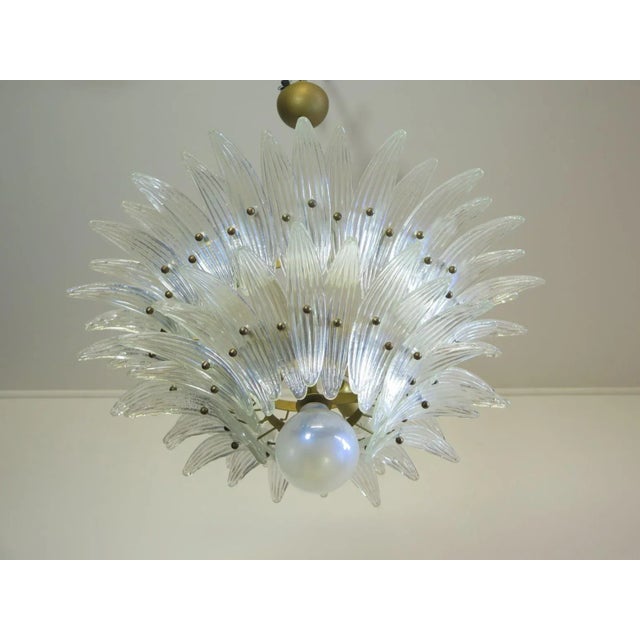 Brass Murano Chandelier Original Palmette, Opal Iridiscent Glass - 58 Glasses For Sale - Image 8 of 8