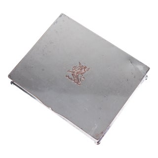 1950s Silver Covered Box With Crest For Sale