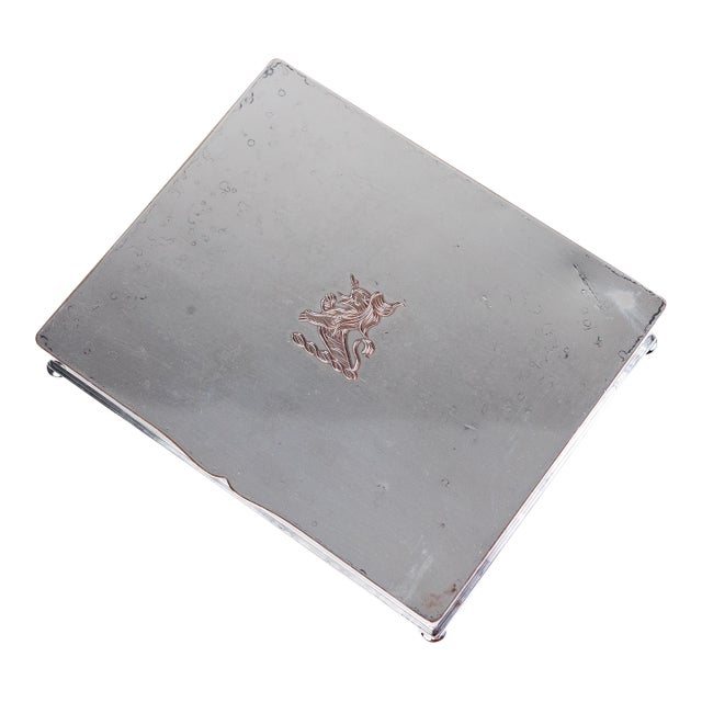 1950s Silver Covered Box With Crest For Sale