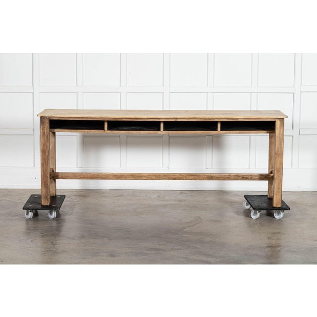 19thC English Bleached Pine Work Table circa 1890 19thC English Bleached Pine Work Table. W197 x D50 x H73 cm Knee height...