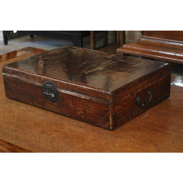 Mid 19th Century Red Leather Trunk, Jiangsu Province, China